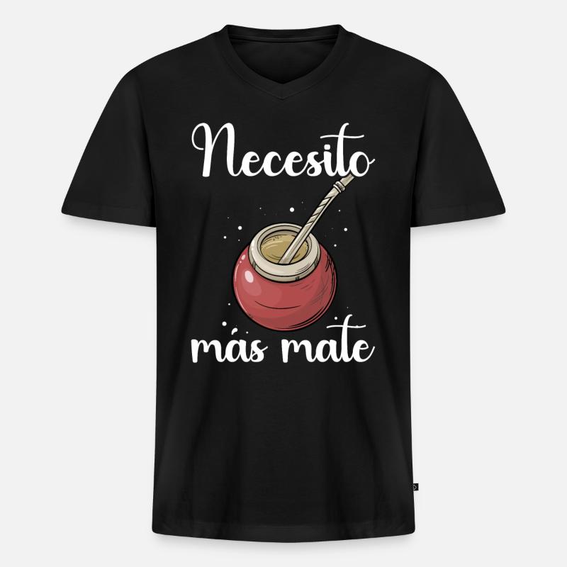Mate Tee Yerba - Männer Premium Bio T-Shirt mit V-Ausschnitt - Schwarz