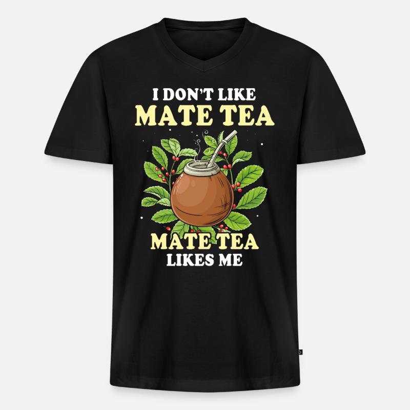 Mate Tee Teetrinker - Männer Premium Bio T-Shirt mit V-Ausschnitt - Schwarz