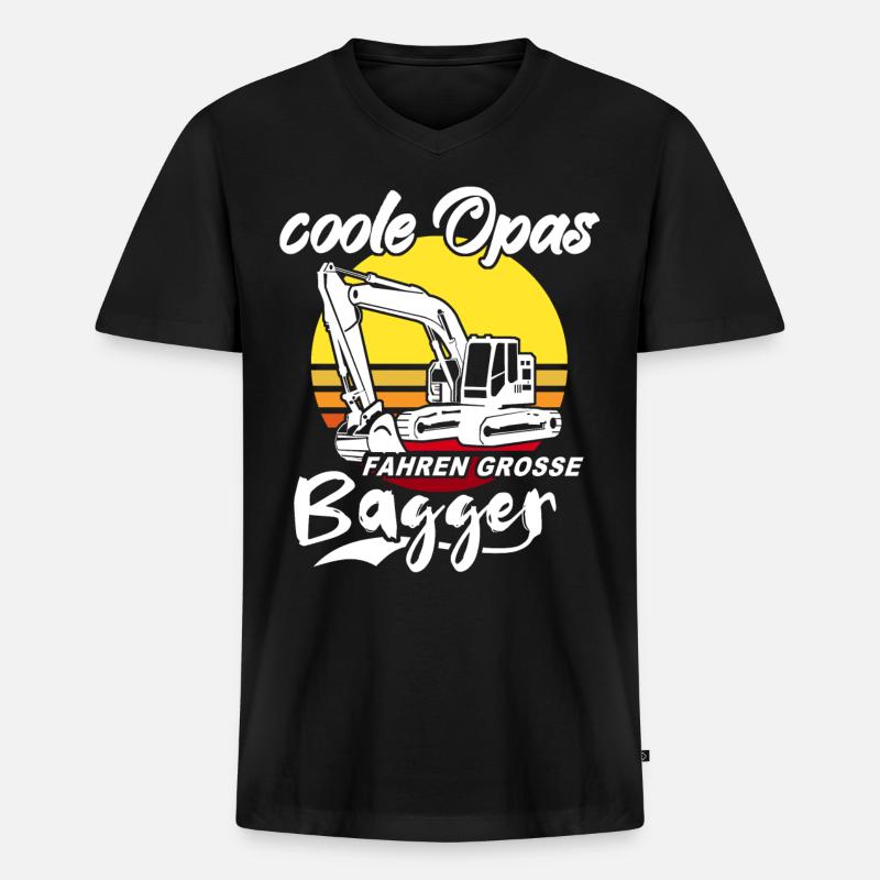 Baggerfahrer Opa Baggerführer - Männer Premium Bio T-Shirt mit V-Ausschnitt - Schwarz