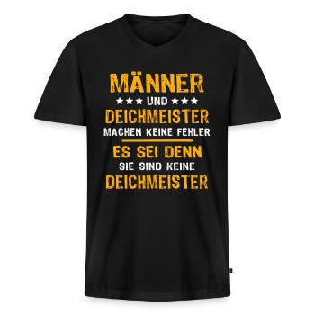 Deichmeister Spruch - Männer Premium Bio T-Shirt mit V-Ausschnitt - Schwarz - Vorne - Nico (187cm)