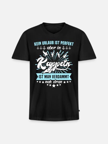 Kappeln - Männer Premium Bio T-Shirt mit V-Ausschnitt - Schwarz
