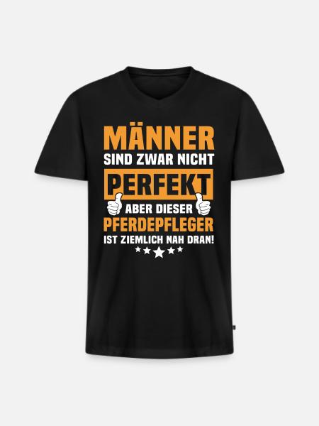 Lustige Pferdepfleger Sprüche - Männer Premium Bio T-Shirt mit V-Ausschnitt - Schwarz
