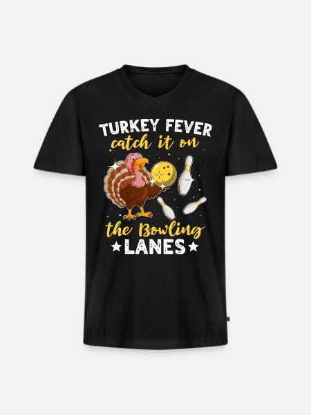 Bowler Turkey Thanksgiving - Men's Premium Organic T-shirt with V-neck - black