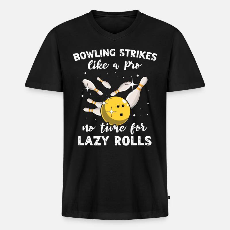 Slow Bowling Strikes - Männer Premium Bio T-Shirt mit V-Ausschnitt - Schwarz