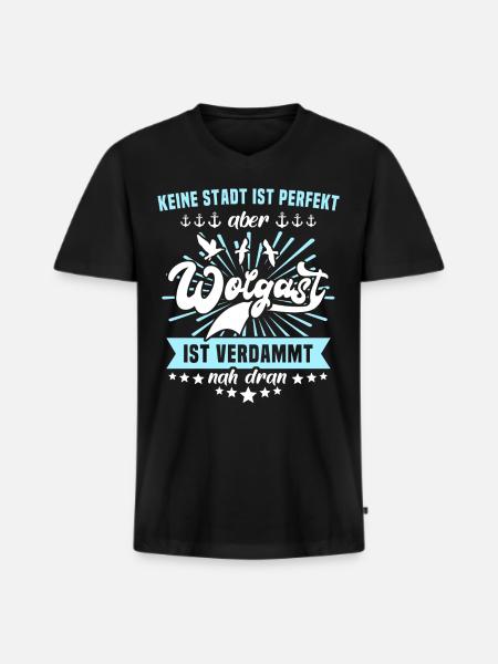 Wolgast Sprüche - Männer Premium Bio T-Shirt mit V-Ausschnitt - Schwarz