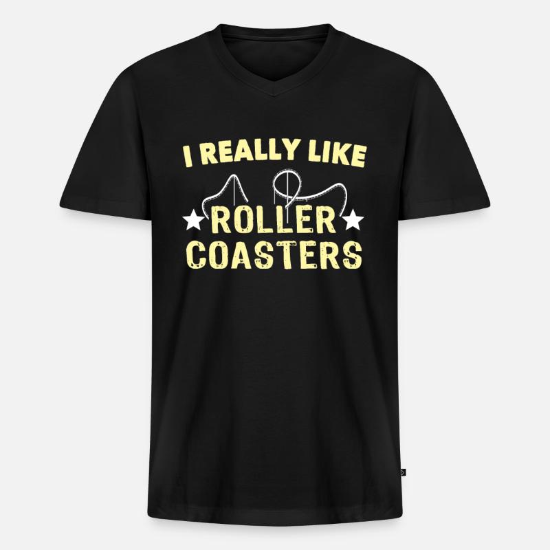 Achterbahn Roller Coaster - Männer Premium Bio T-Shirt mit V-Ausschnitt - Schwarz