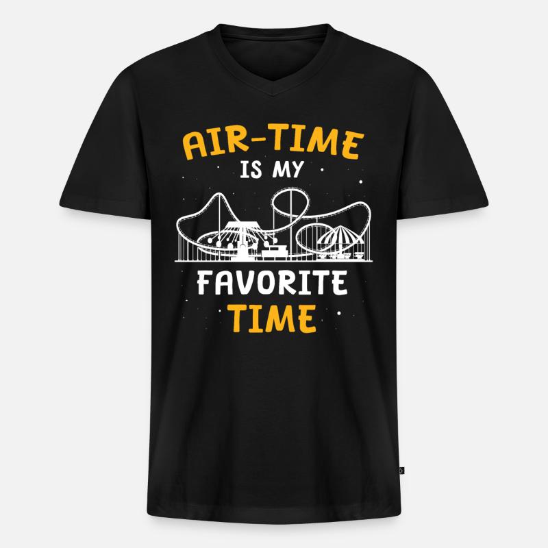Achterbahn Roller Coaster - Männer Premium Bio T-Shirt mit V-Ausschnitt - Schwarz