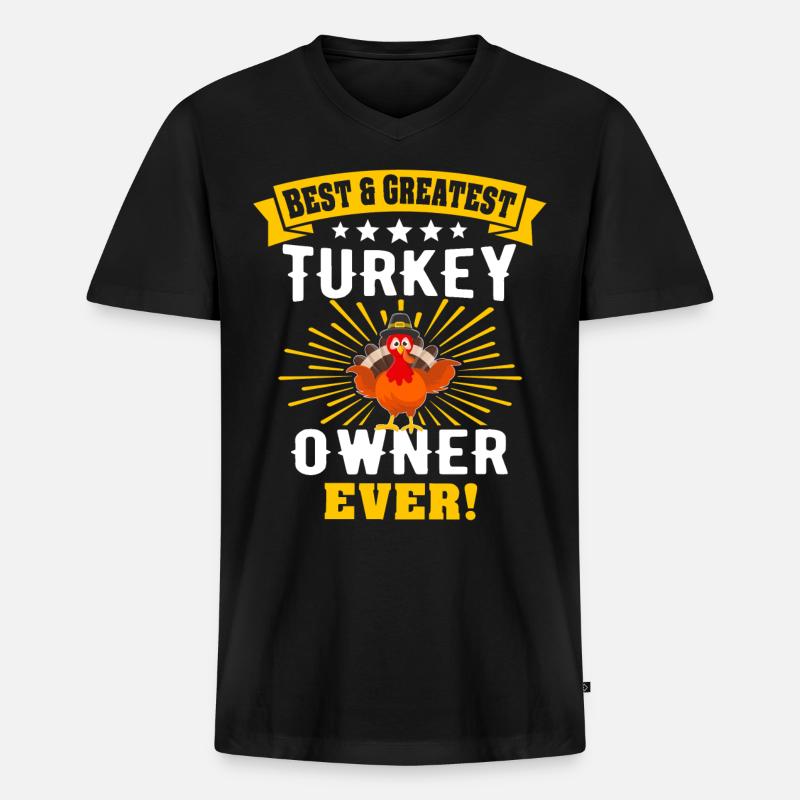 Turkey Thanksgiving - Männer Premium Bio T-Shirt mit V-Ausschnitt - Schwarz