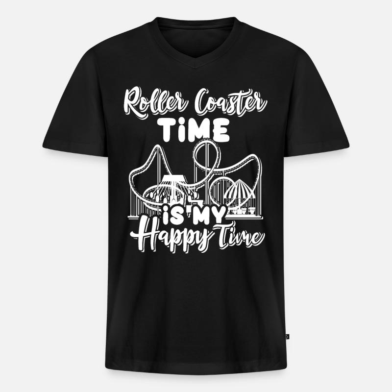 Achterbahn Roller Coaster - Männer Premium Bio T-Shirt mit V-Ausschnitt - Schwarz