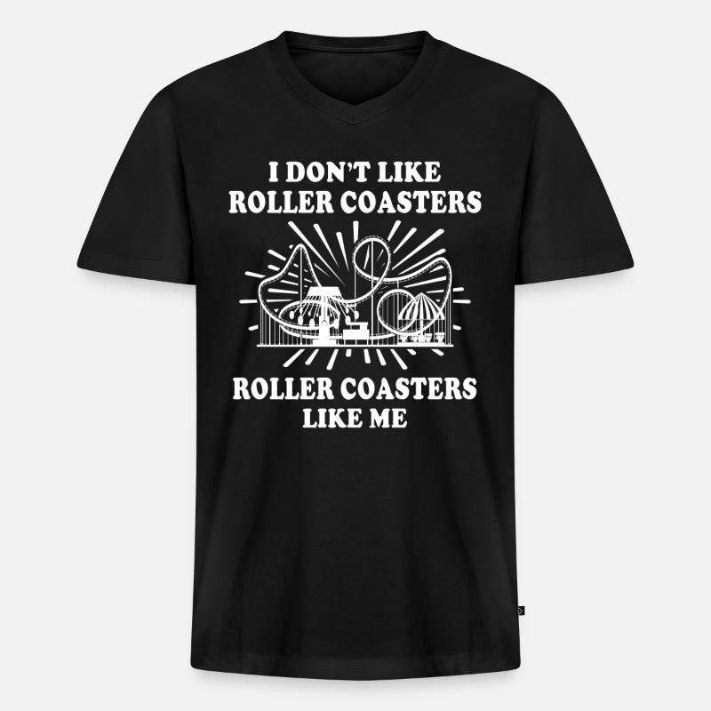 Achterbahn Achterbahnfahrer - Männer Premium Bio T-Shirt mit V-Ausschnitt - Schwarz