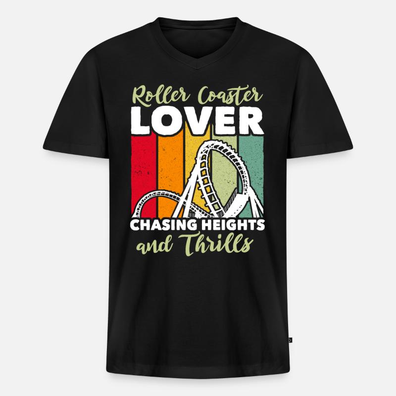 Achterbahn Achterbahnliebhaber - Männer Premium Bio T-Shirt mit V-Ausschnitt - Schwarz