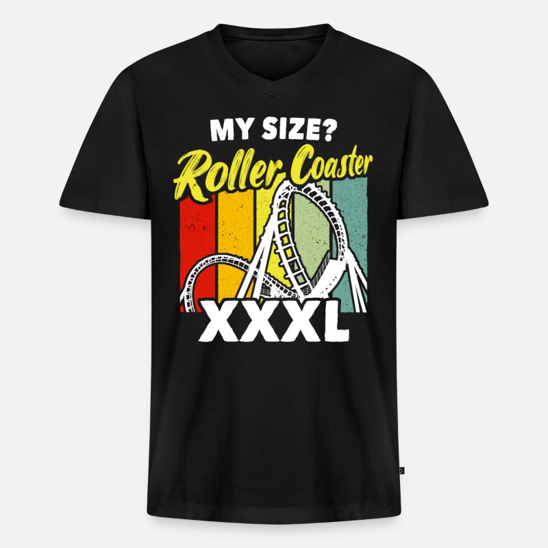Achterbahn Achterbahnfahrer - Männer Premium Bio T-Shirt mit V-Ausschnitt - Schwarz