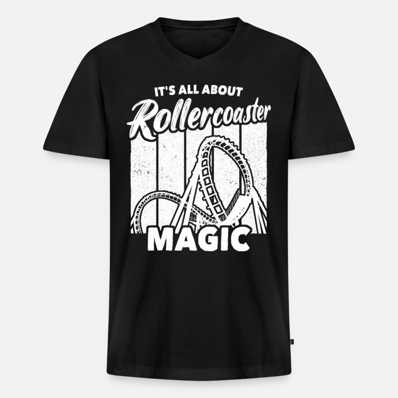 Achterbahn Achterbahnfahrer - Männer Premium Bio T-Shirt mit V-Ausschnitt - Schwarz