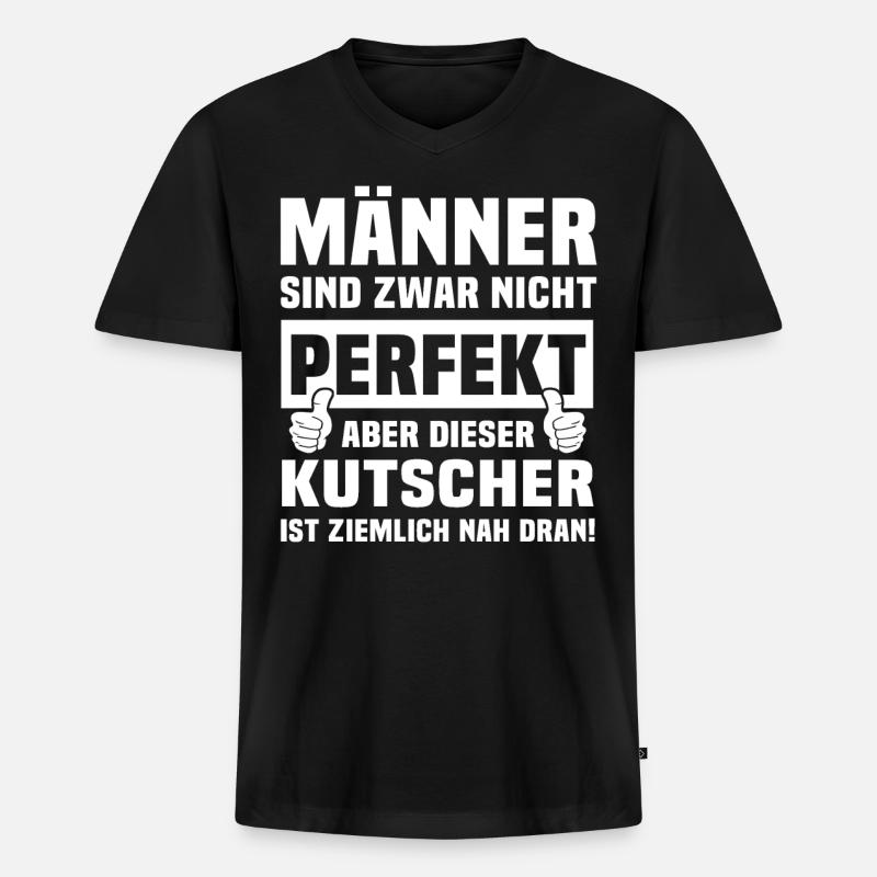 Kutscher - Männer Premium Bio T-Shirt mit V-Ausschnitt - Schwarz