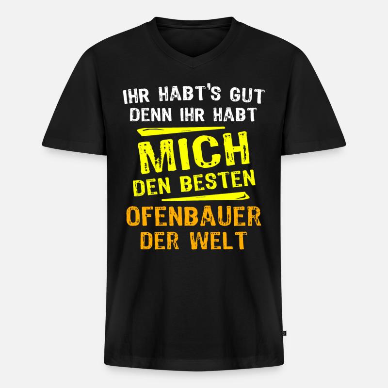 Ofenbauer Geschenk - Männer Premium Bio T-Shirt mit V-Ausschnitt - Schwarz