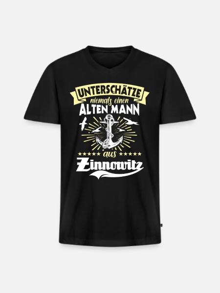 Unterschätze Zinnowitz Mann - Männer Premium Bio T-Shirt mit V-Ausschnitt - Schwarz