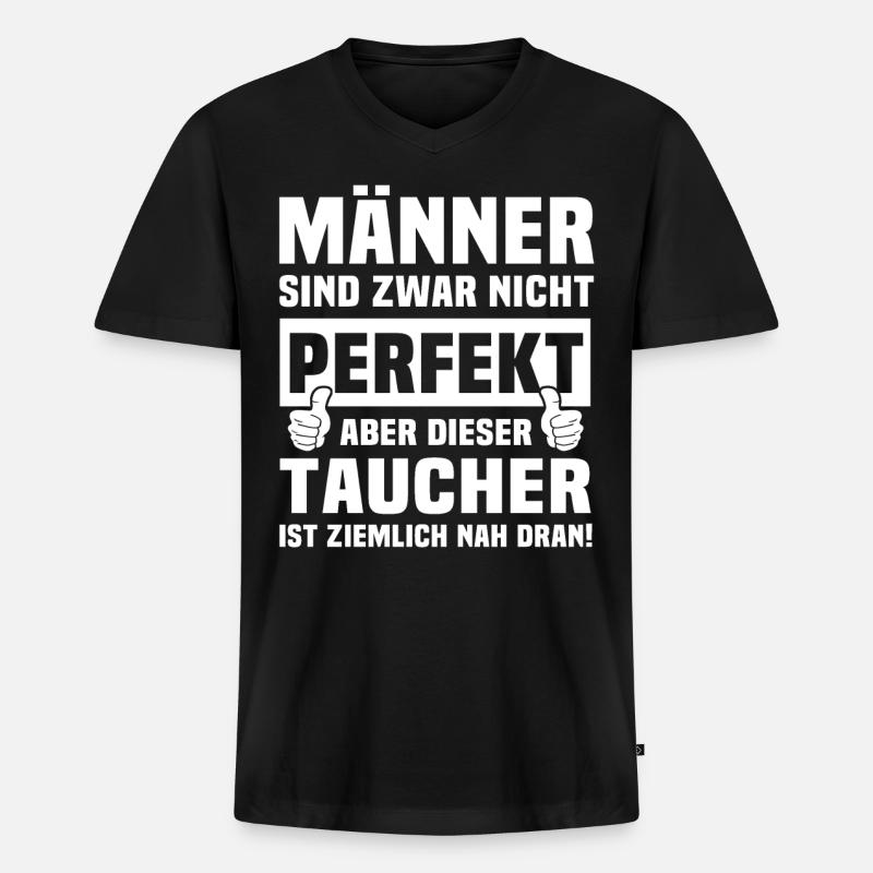 Taucher - Männer Premium Bio T-Shirt mit V-Ausschnitt - Schwarz