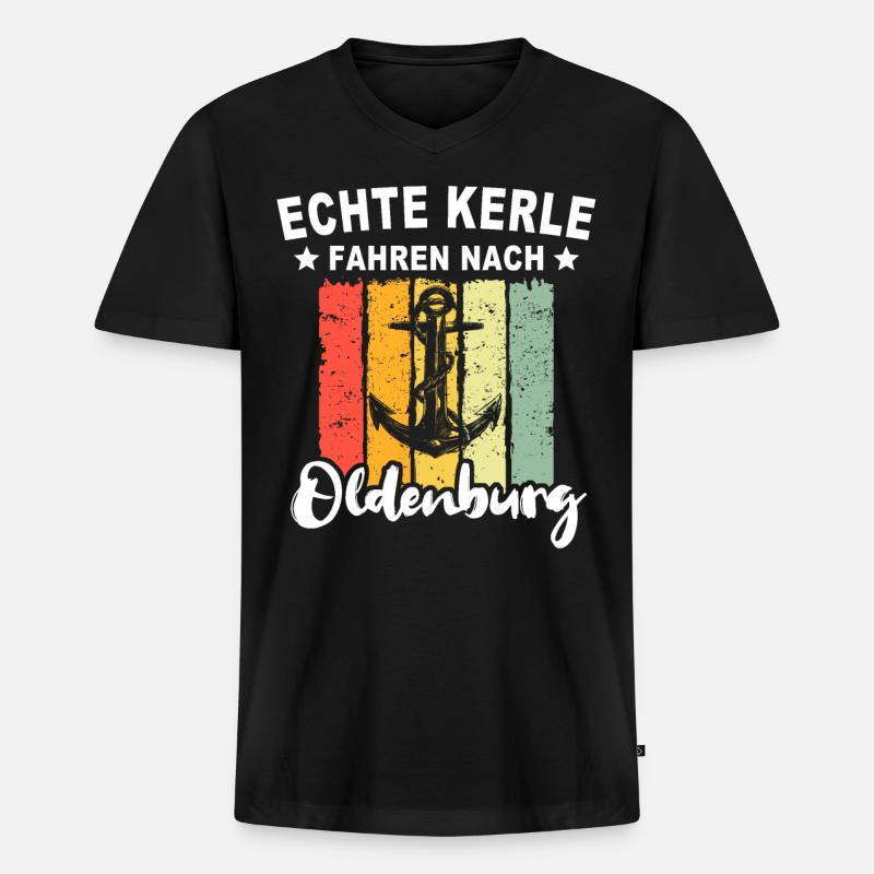 Oldenburg - Männer Premium Bio T-Shirt mit V-Ausschnitt - Schwarz