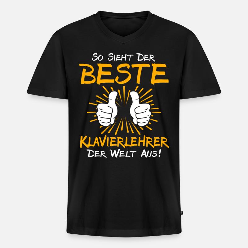 Klavierlehrer Geschenkidee - Männer Premium Bio T-Shirt mit V-Ausschnitt - Schwarz