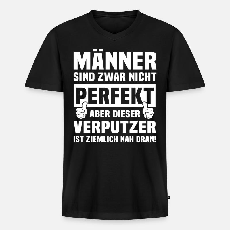 Verputzer - Männer Premium Bio T-Shirt mit V-Ausschnitt - Schwarz