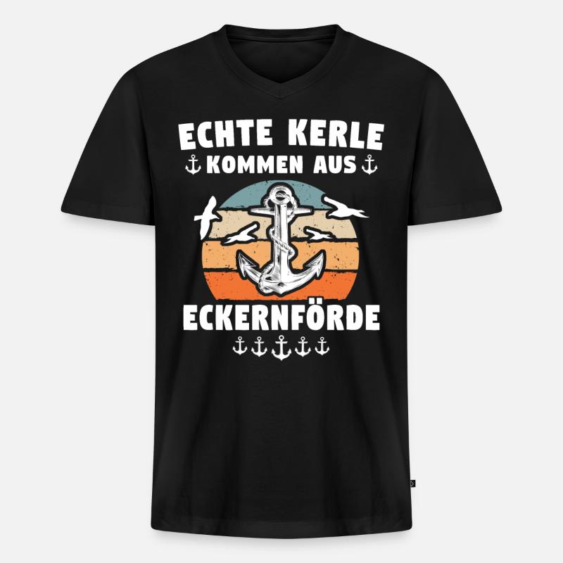 Eckernförde Sprüche - Männer Premium Bio T-Shirt mit V-Ausschnitt - Schwarz
