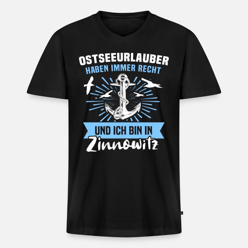 Zinnowitz Ferien - Männer Premium Bio T-Shirt mit V-Ausschnitt - Schwarz