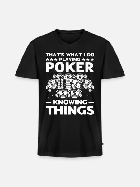 Poker Pokern - Männer Premium Bio T-Shirt mit V-Ausschnitt - Schwarz