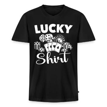 Casino Casinospieler - Männer Premium Bio T-Shirt mit V-Ausschnitt - Schwarz - Vorne - Nico (187cm)