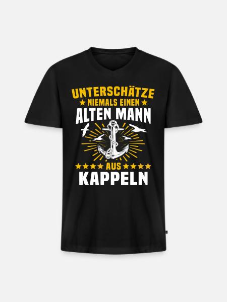 Kappeln Unterschätze Kappelner Mann - Männer Premium Bio T-Shirt mit V-Ausschnitt - Schwarz