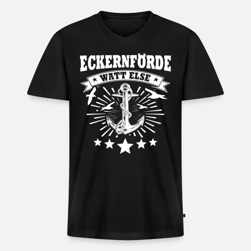 Eckernförde Eckernförder - Männer Premium Bio T-Shirt mit V-Ausschnitt - Schwarz