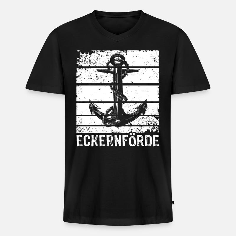 Eckernförde Eckernförder - Männer Premium Bio T-Shirt mit V-Ausschnitt - Schwarz