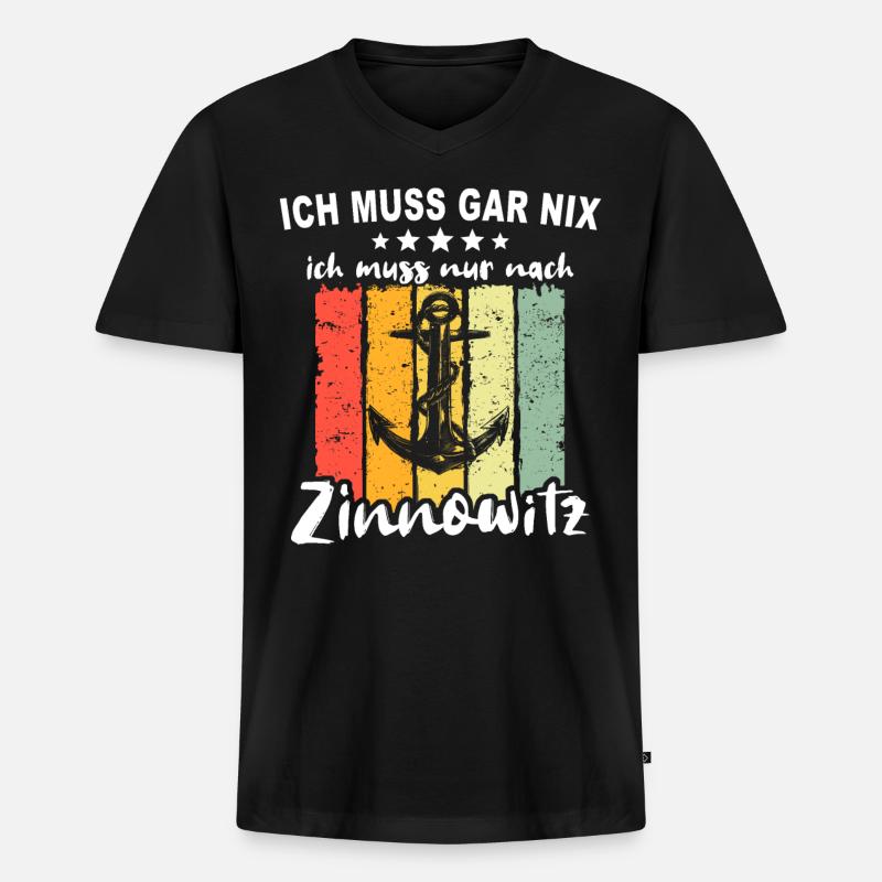 Zinnowitz Sprüche - Männer Premium Bio T-Shirt mit V-Ausschnitt - Schwarz