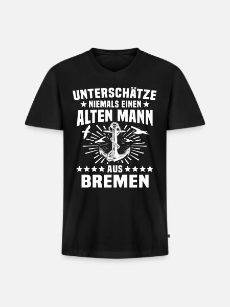 Bremen Bremer - Männer Premium Bio T-Shirt mit V-Ausschnitt - Schwarz