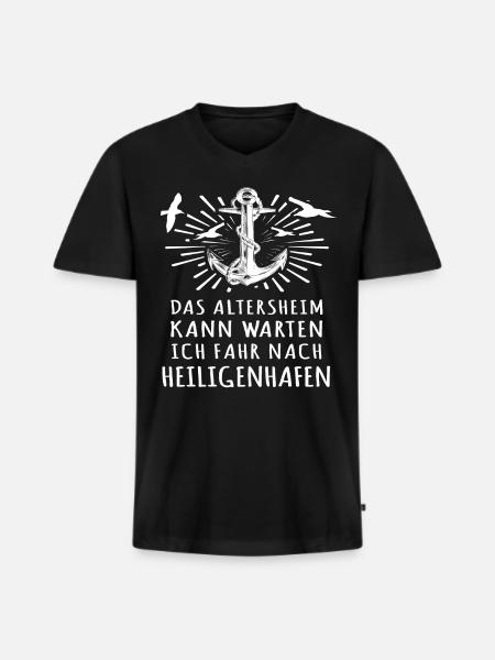 Heiligenhafen - Männer Premium Bio T-Shirt mit V-Ausschnitt - Schwarz