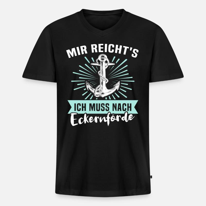 Eckernförde Eckernförder - Männer Premium Bio T-Shirt mit V-Ausschnitt - Schwarz