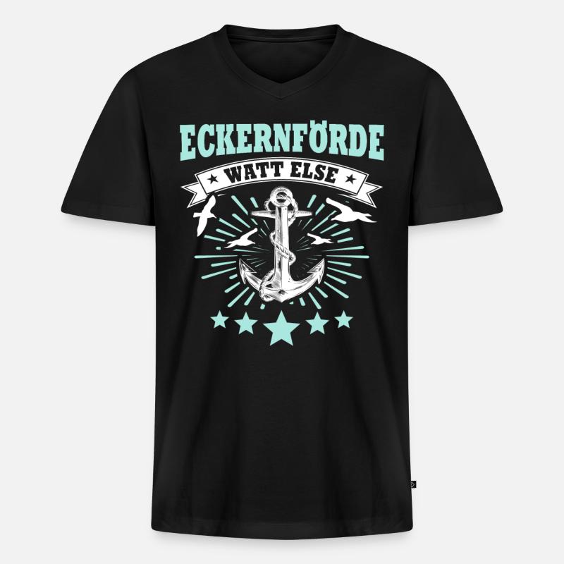 Eckernförde Eckernförder - Männer Premium Bio T-Shirt mit V-Ausschnitt - Schwarz