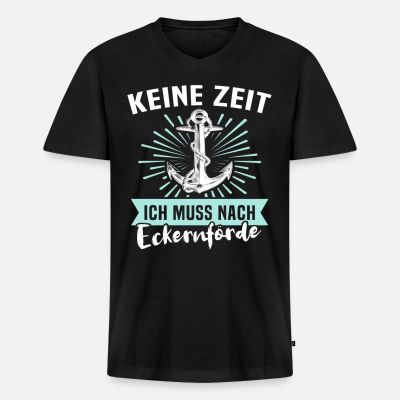 Eckernförde Eckernförder - Männer Premium Bio T-Shirt mit V-Ausschnitt - Schwarz