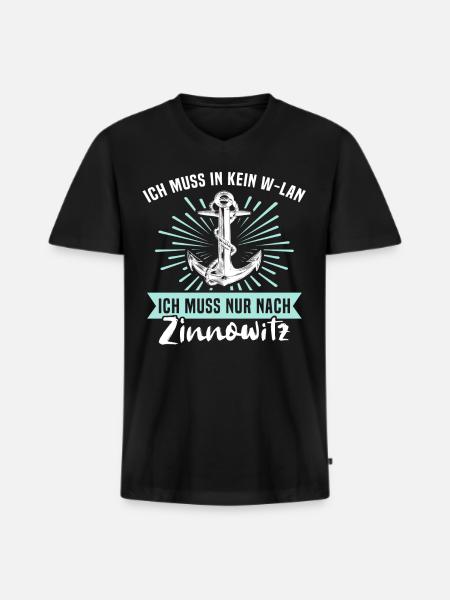 Zinnowitz Zinnowitzer - Männer Premium Bio T-Shirt mit V-Ausschnitt - Schwarz
