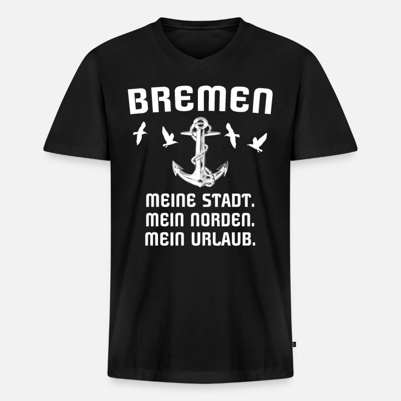 Bremen - Männer Premium Bio T-Shirt mit V-Ausschnitt - Schwarz