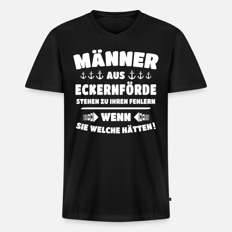Eckernförde Sprüche - Männer Premium Bio T-Shirt mit V-Ausschnitt - Schwarz