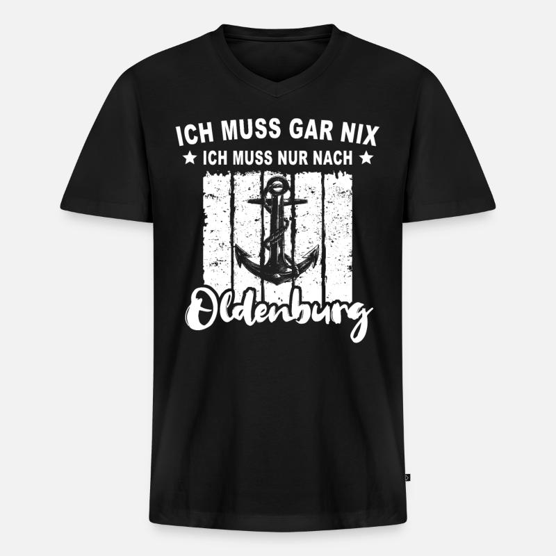 Oldenburg Spruch - Männer Premium Bio T-Shirt mit V-Ausschnitt - Schwarz