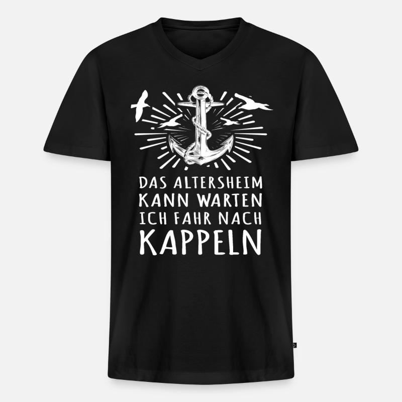 Kappeln Kappelner - Männer Premium Bio T-Shirt mit V-Ausschnitt - Schwarz