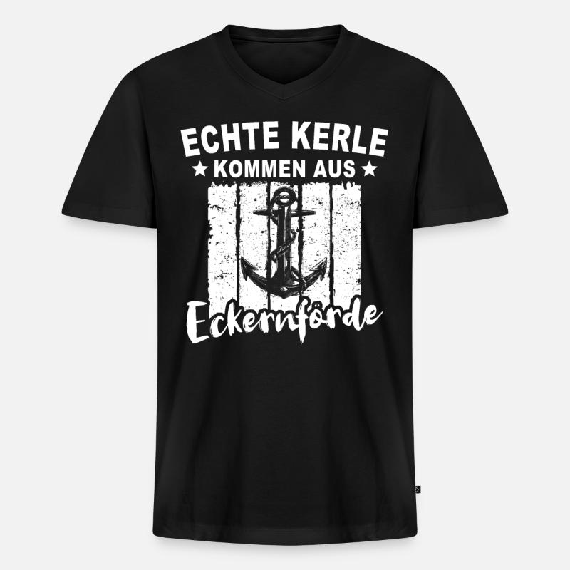 Eckernförde - Männer Premium Bio T-Shirt mit V-Ausschnitt - Schwarz