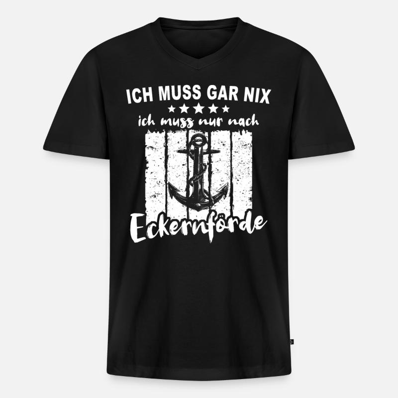 Eckernförde - Männer Premium Bio T-Shirt mit V-Ausschnitt - Schwarz