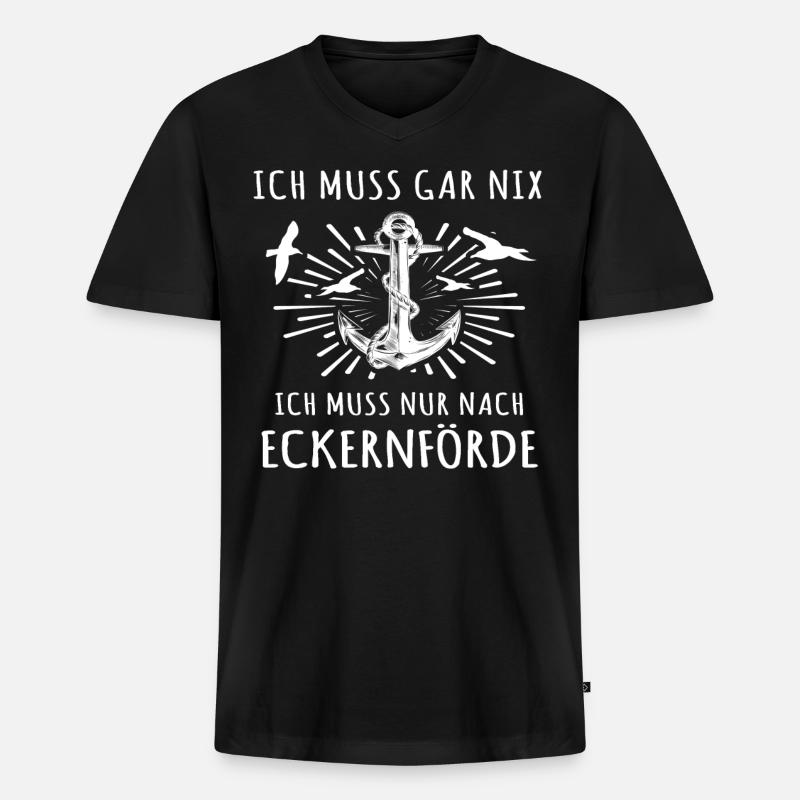 Eckernförde Eckernförder - Männer Premium Bio T-Shirt mit V-Ausschnitt - Schwarz