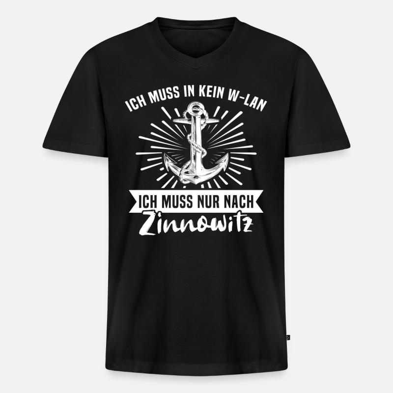Zinnowitz Zinnowitzer - Männer Premium Bio T-Shirt mit V-Ausschnitt - Schwarz