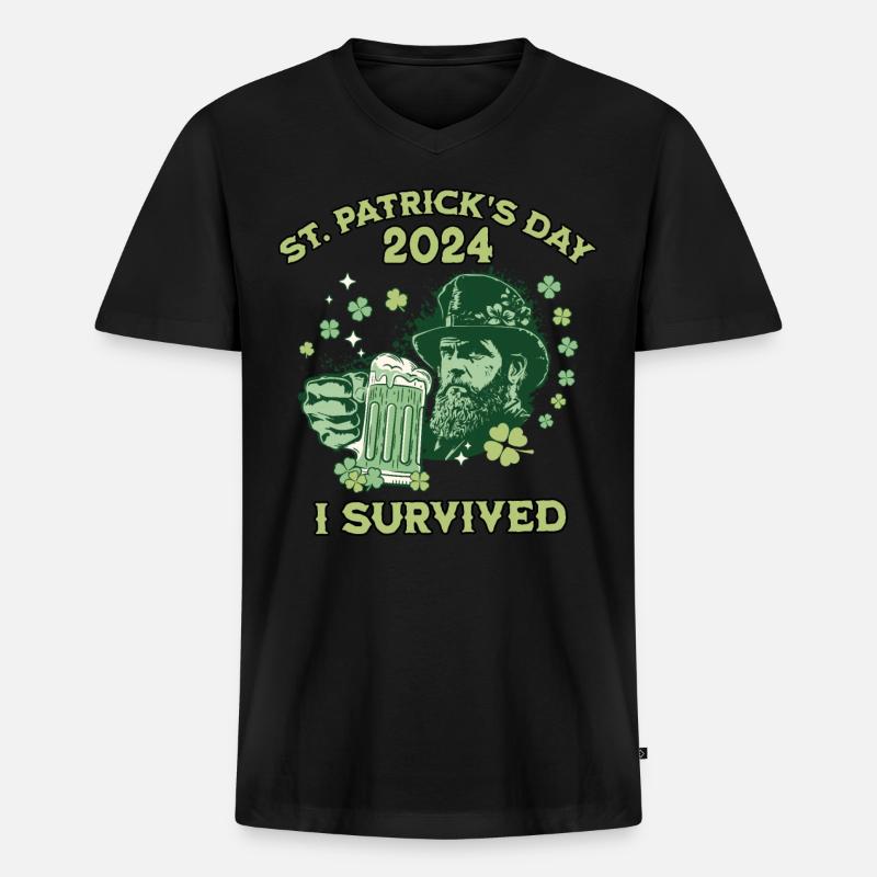St. Patricks Day 2024 - Männer Premium Bio T-Shirt mit V-Ausschnitt - Schwarz