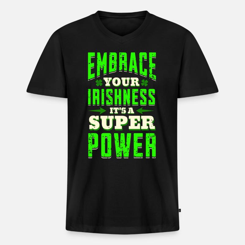 St. Patricks Day Irisch - Männer Premium Bio T-Shirt mit V-Ausschnitt - Schwarz