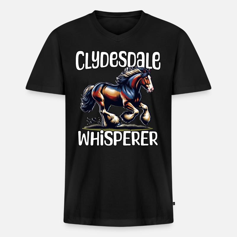 Clydesdale Flüsterer - Männer Premium Bio T-Shirt mit V-Ausschnitt - Schwarz