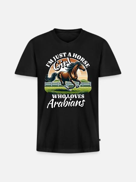 Araber Pferde Mädchen - Männer Premium Bio T-Shirt mit V-Ausschnitt - Schwarz